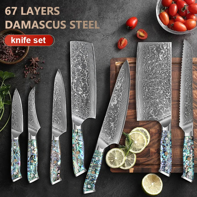 1-7 Chef Knife Super Sharp Japanese Damascus Steel