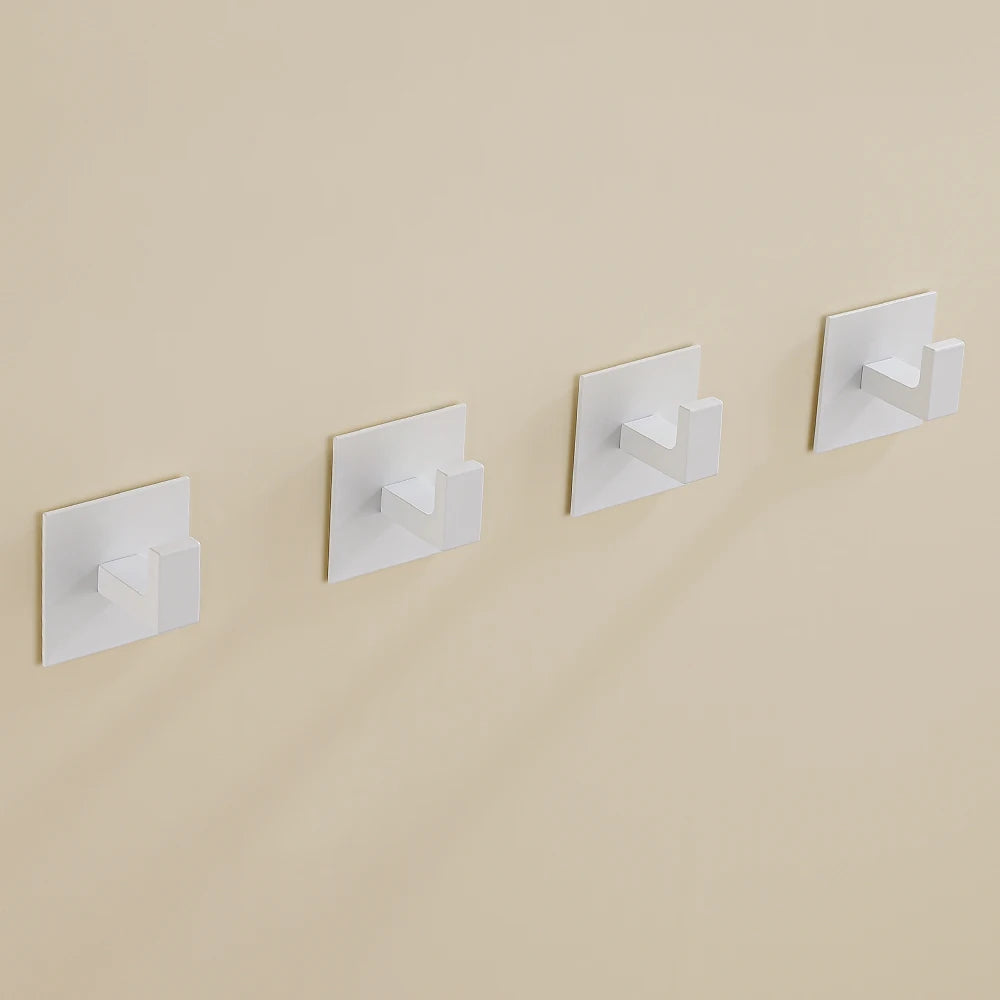 White Wall Hook Adhesive Towel Holder No Drill
