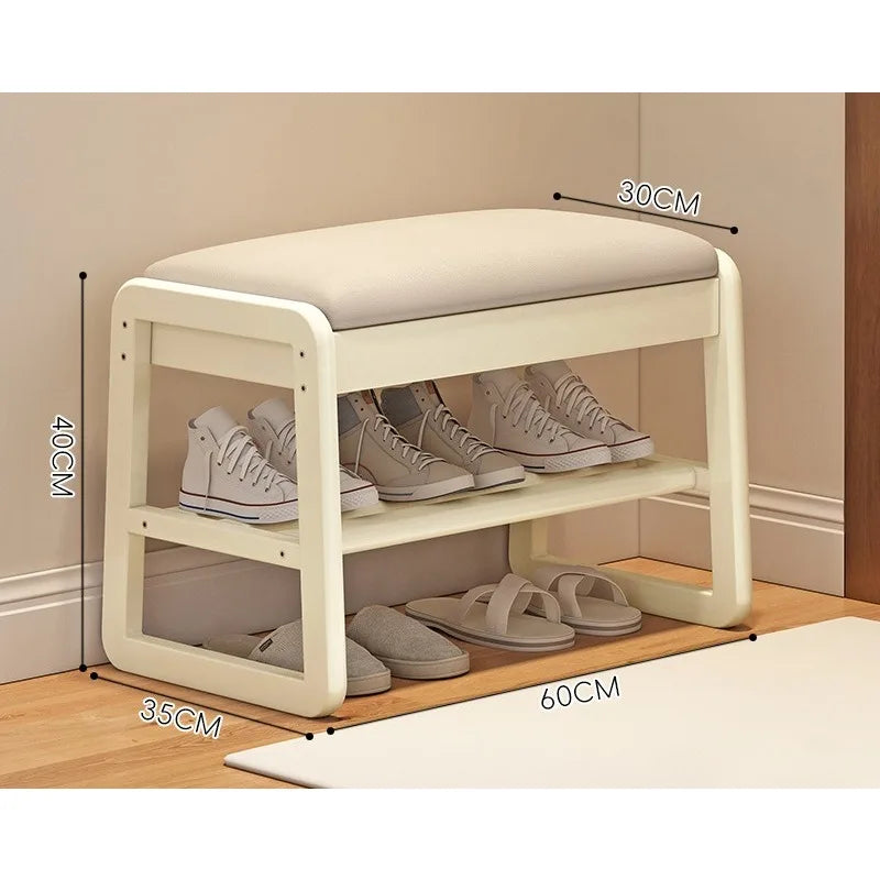Solid Wood Storage Shoe Exchange Stool Solid Wood