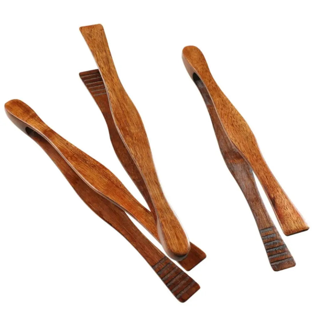 Utensil Wooden Tongs Anti-Slip Handle Salad Bacon Steak
