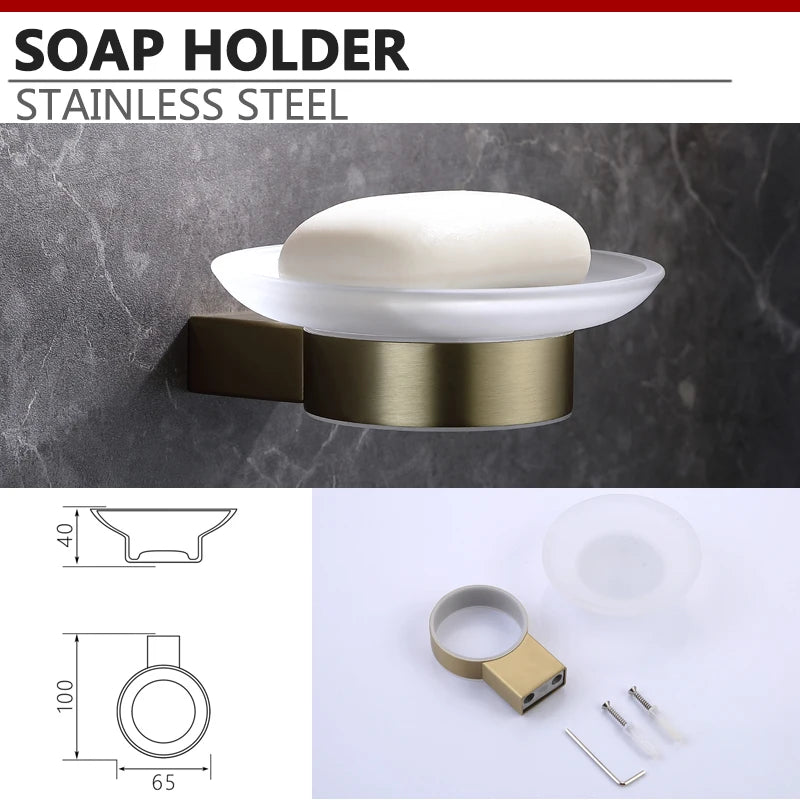 Brushed Gold Towel Ring Holder Bar Rack Brush/Paper