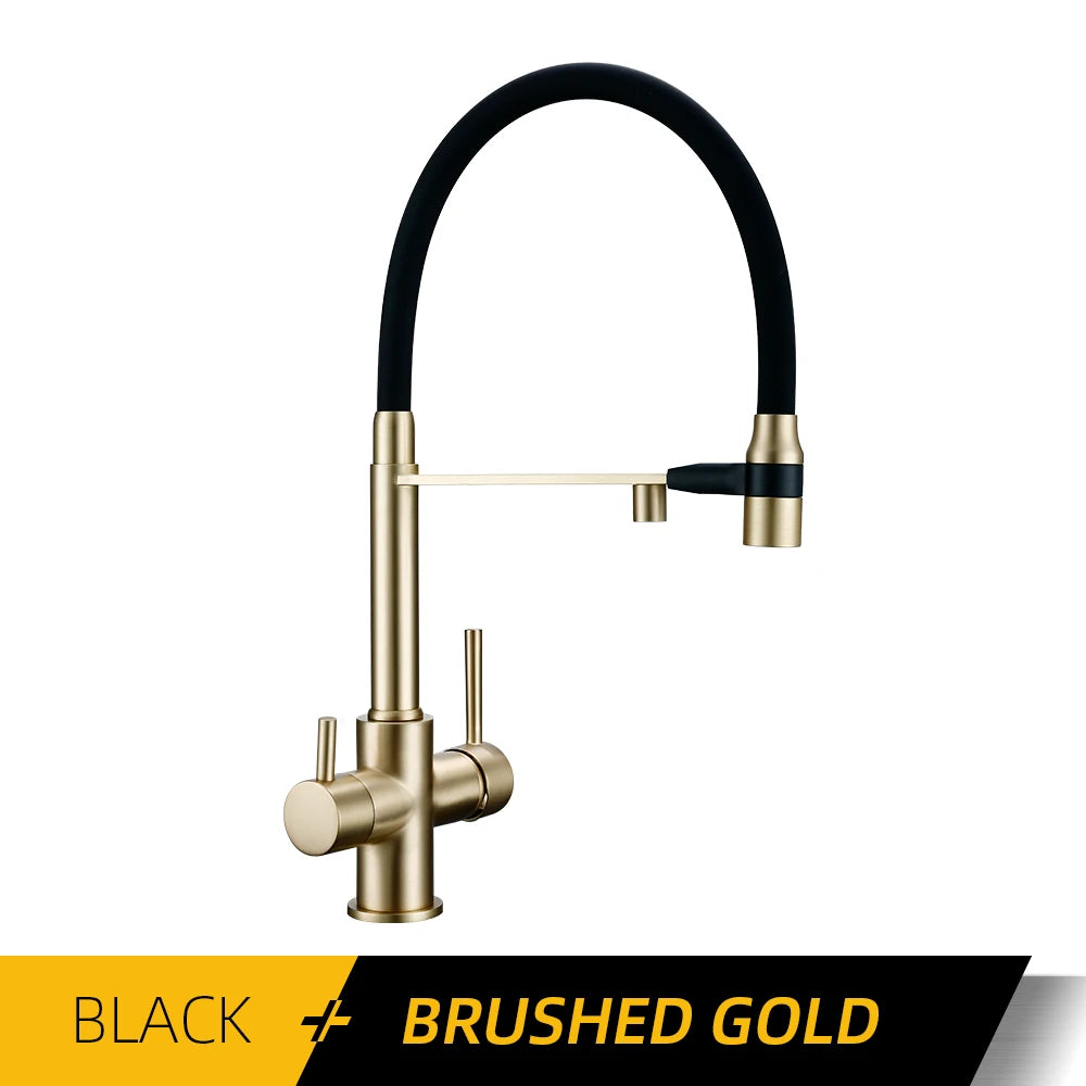Brushed Nickel Faucet Pull Out Double Handle Tap