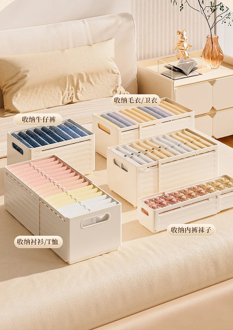 Adjustable Clothes Storage Box Closet Organizer Categorized