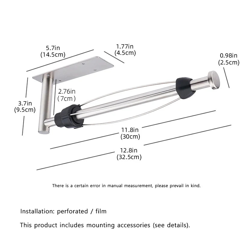 Paper Roll Holder Wall Mounted Organizer Stainless Steel