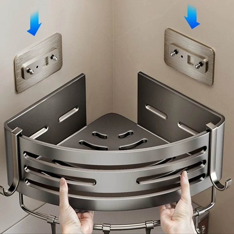 No Drill Sticker Walls Installation Aluminum Bathroom Shelf