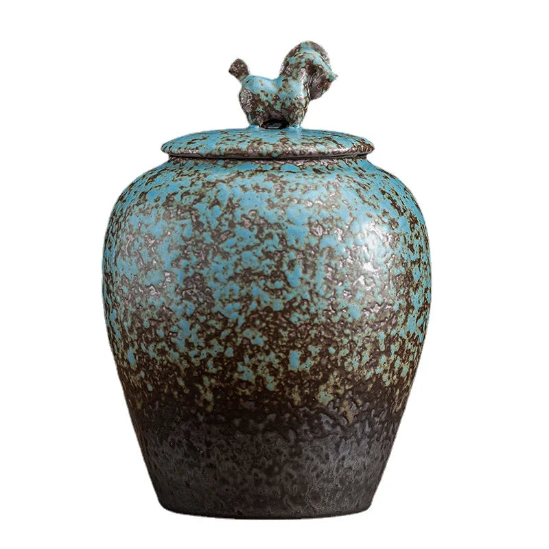 Blue Ceramic Tea Cans Candy Nuts Coffee Beans
