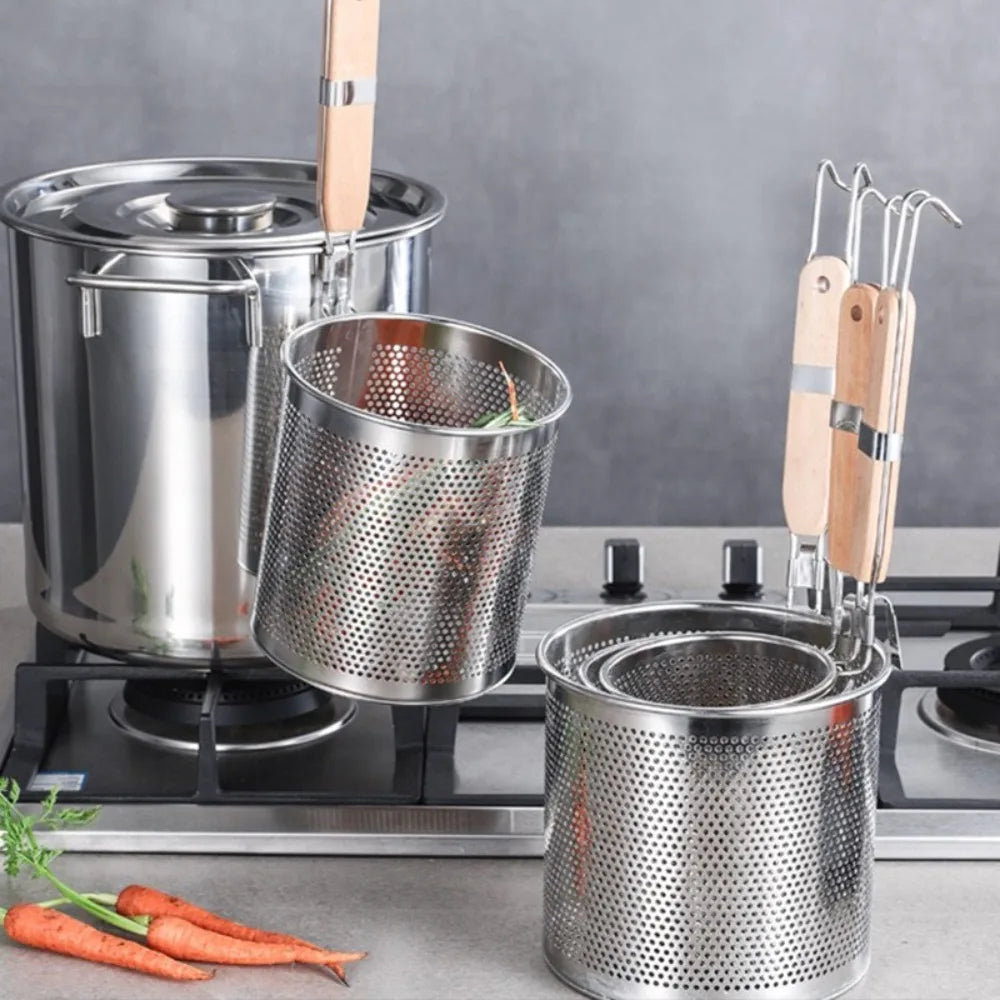 Durable Thickened Stainless Steel Funnel Wooden Handle Pasta