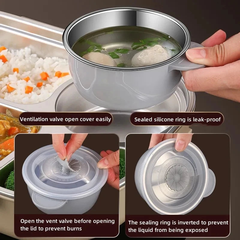304 Stainless Steel Compartment Insulated Lunch Box Office