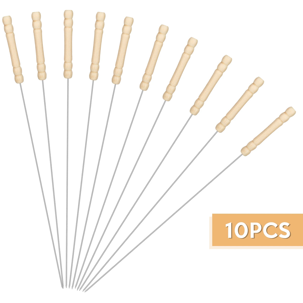 10/12pcs Stainless Steel Barbecue Skewer Reusable Bbq Kebab
