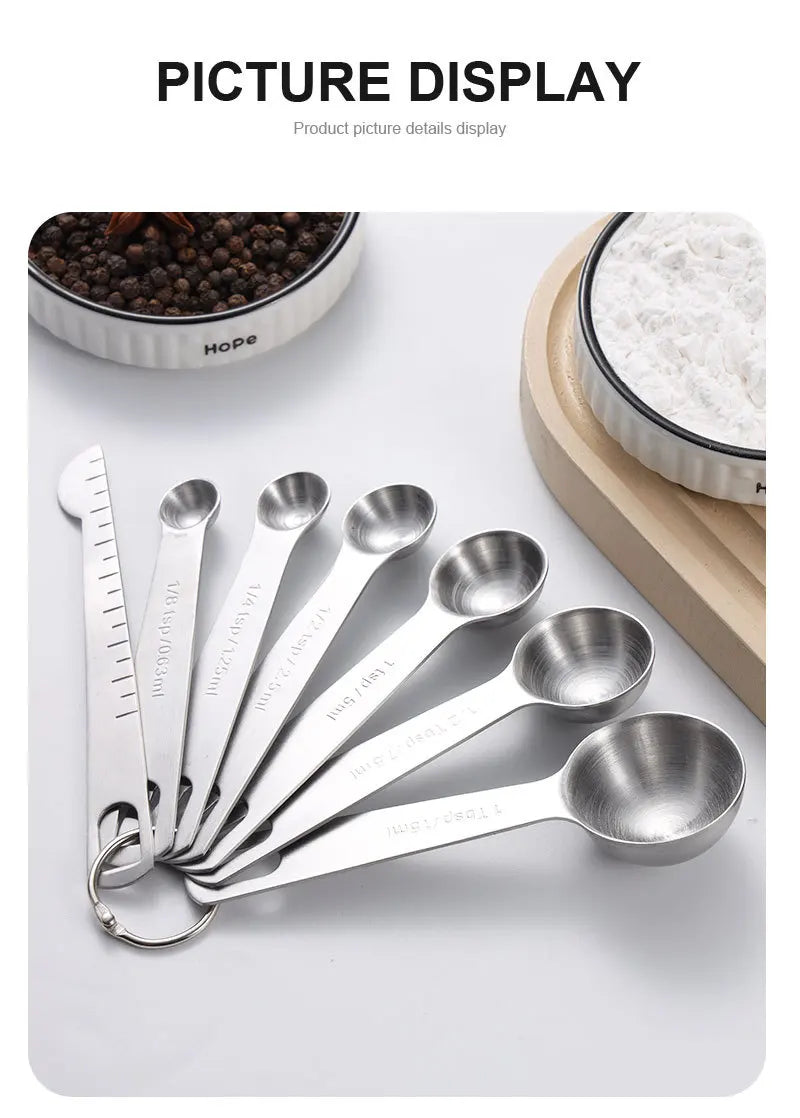 Stainless Steel Measuring Spoon 4/6/7/8 Scale Measuring Ruler