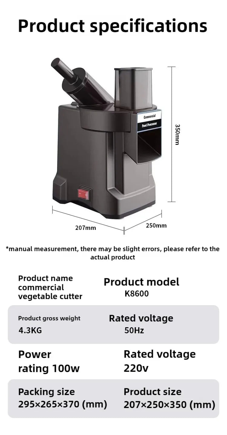 In Dual-Feed Electric Food Chopper Automatic Potato Dicer