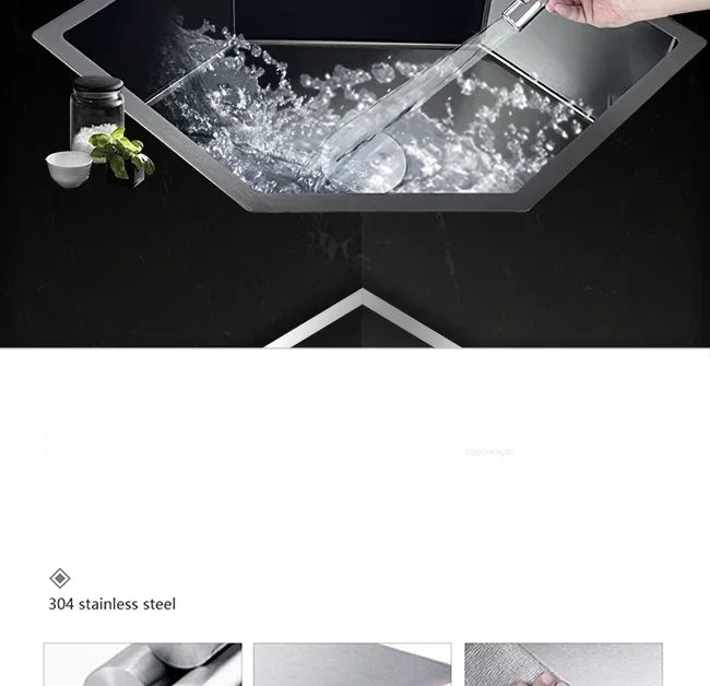 Diamond Shaped Sinks Stainless Steel Creative Corner Dish