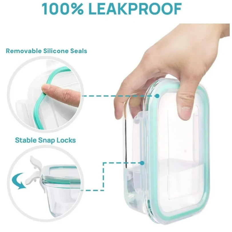 Glass Lunch Box Food Storage Containers Meal Prep