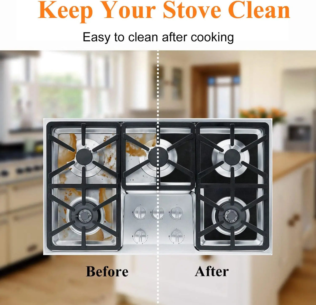 Gas Stove Burner Covers Square Heat-Resistant Oil-Proof Reusable