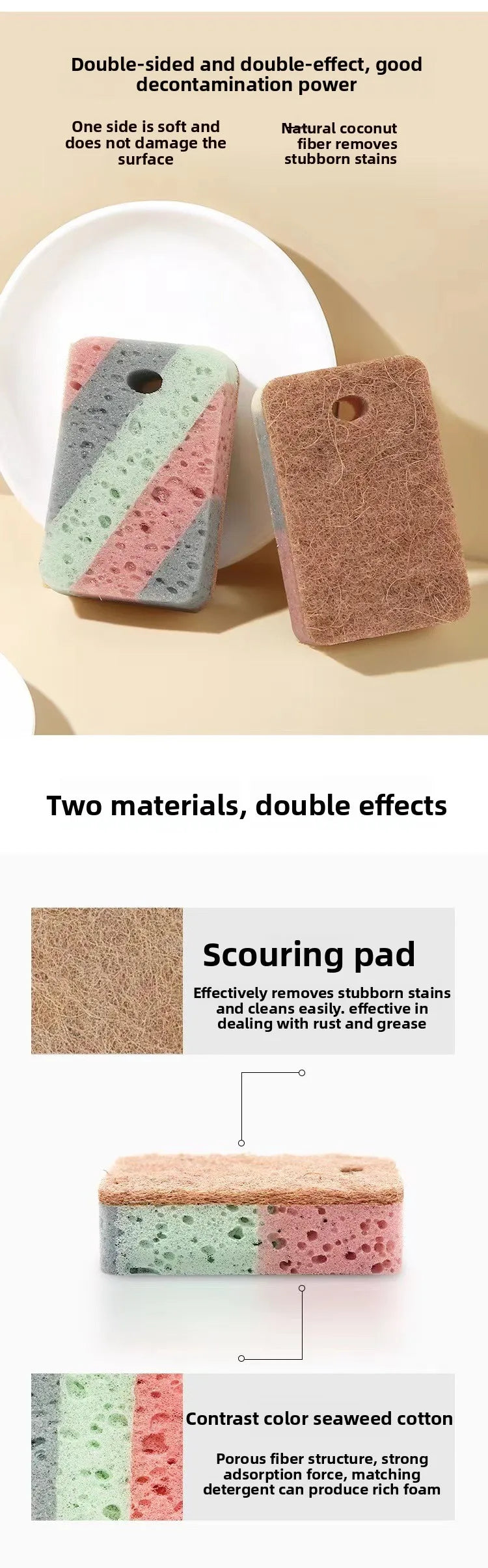 Dual Sided Dish Sponge Colorful Cellulose Sponges Utensil