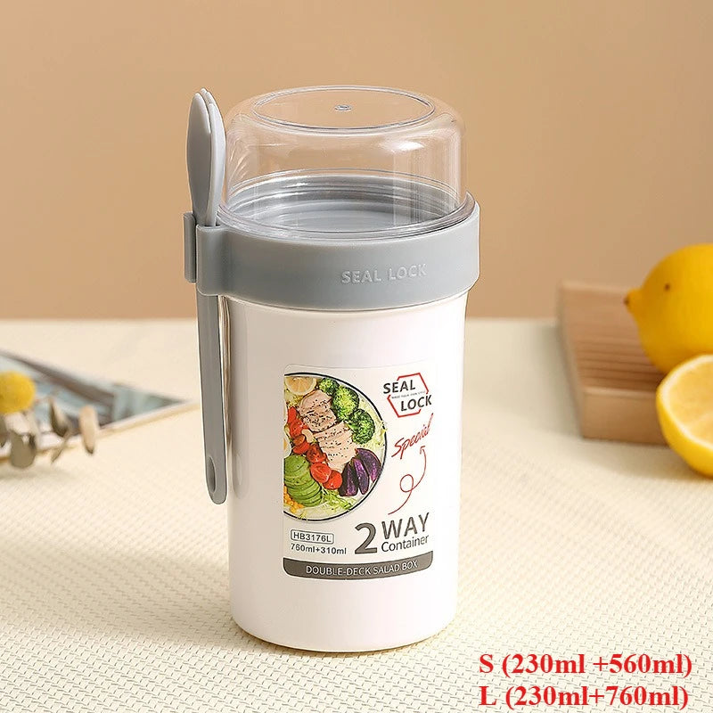 Bento Lunch Box Salad Oatmeal Breakfast Double Cup