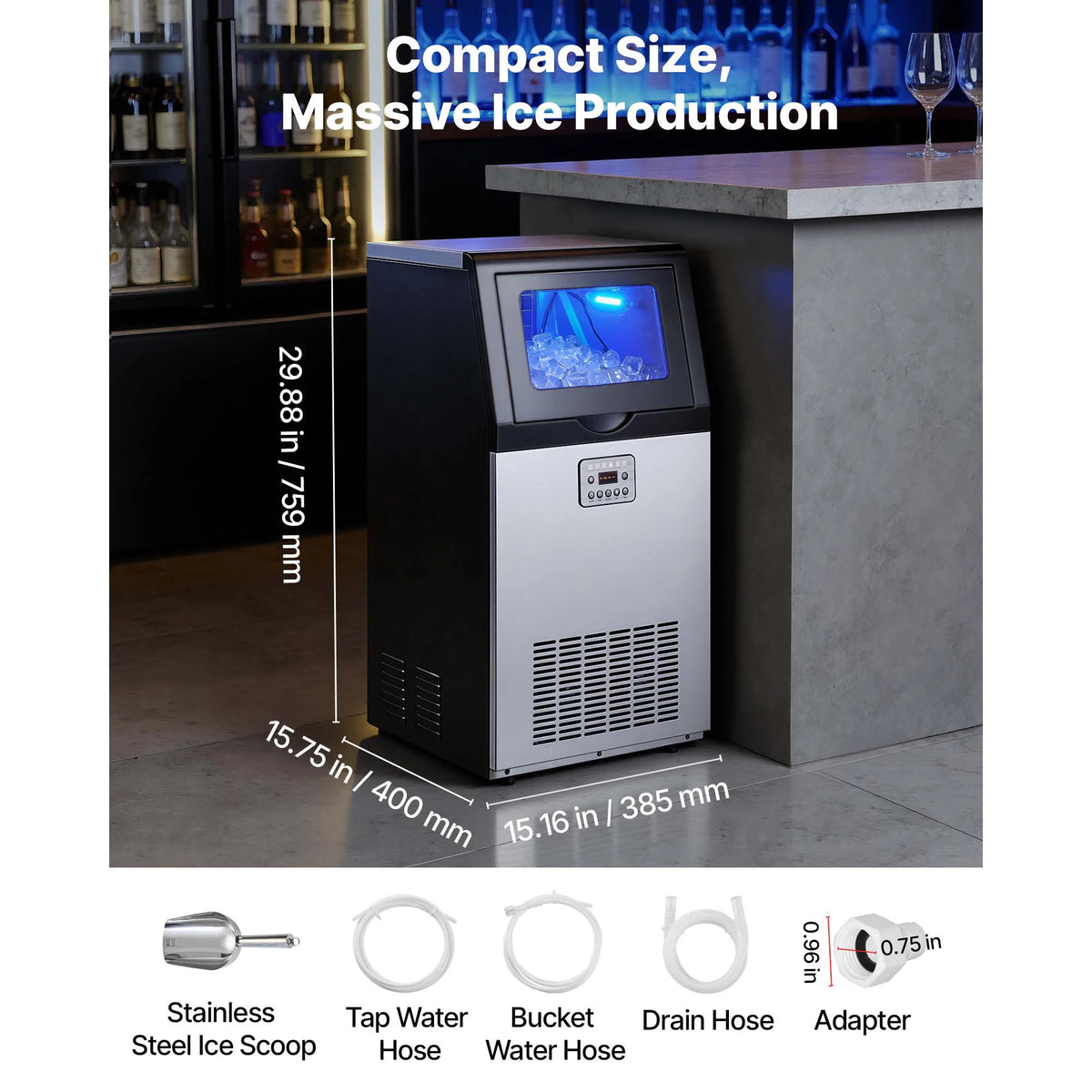 Succebuy Commercial Ice Maker Machine 120/150 Lbs/24h 30