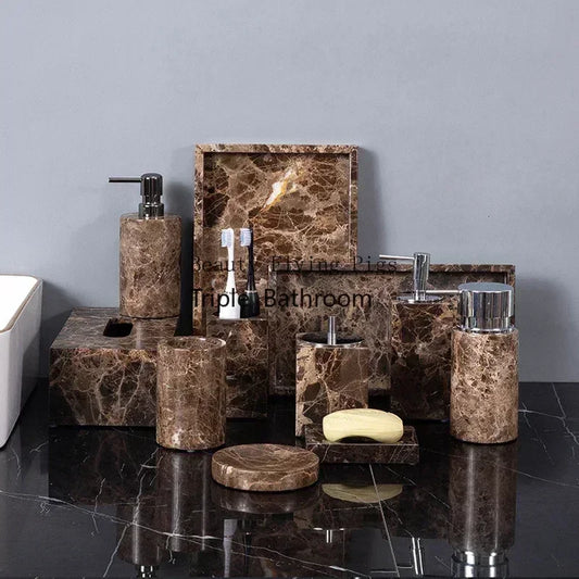 Emperador Dark Natural Marble Bathroom Brown Luxury Toothbrush