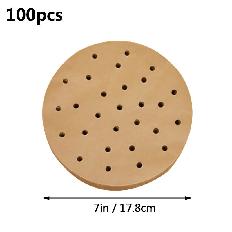 100pcs Air Fryer Liner Non-Stick Steamer Pad Baking