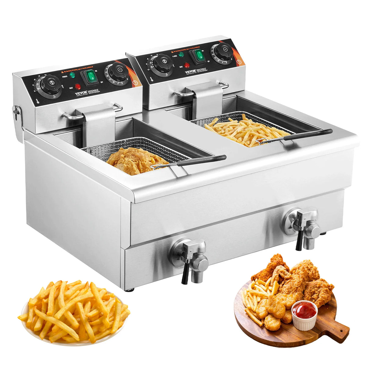Succebuy 12l Electric Deep Fryer W/Dual Removable Tanks