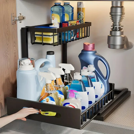Under Sink Organizer Pull Out Cabinet Organizer Tier