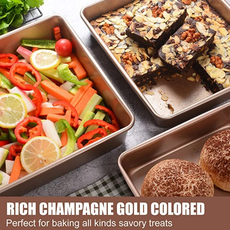 Thicken Carbon Steel Golden Baking Tray Nonstick Square