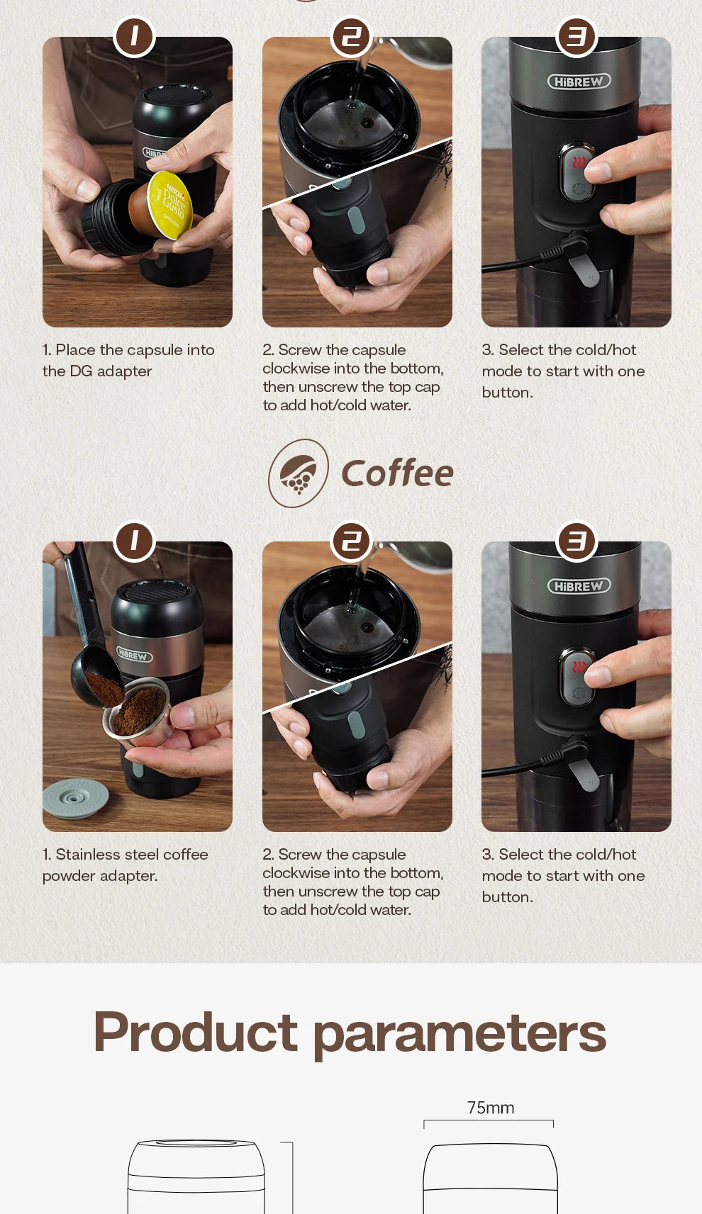 Hibrew Coffee Machine Expresso Coffee Maker Fit Nexpresso