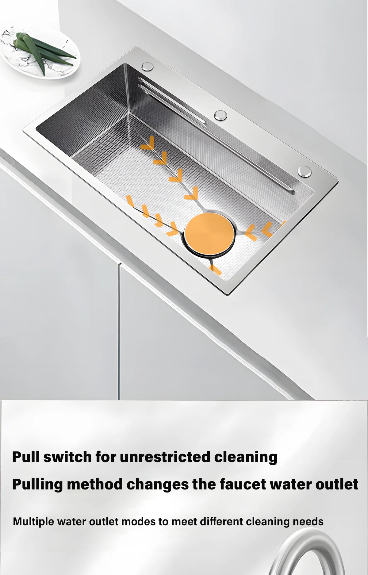 Silver Nano Embossed 304 Stainless Steel Sink Large