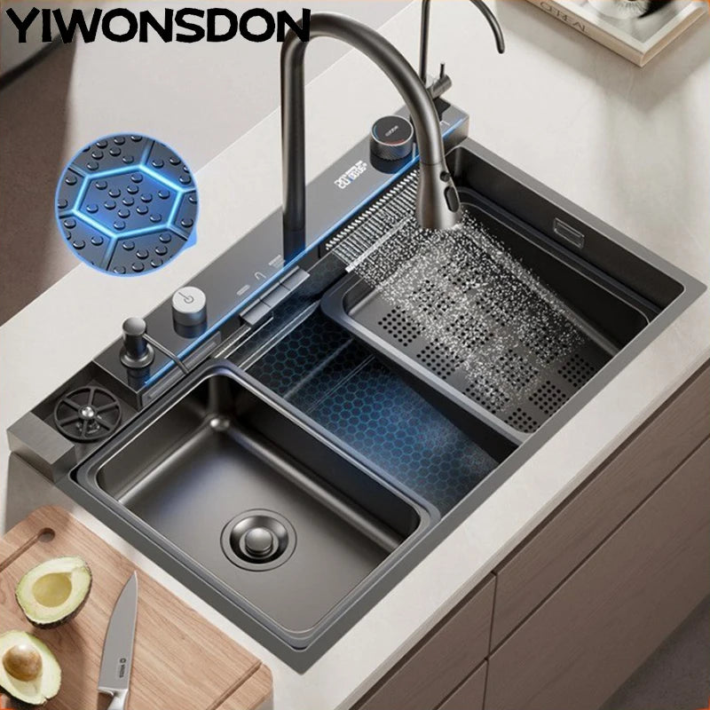 Nano Black Sink Large Slot Integrated Digital Display