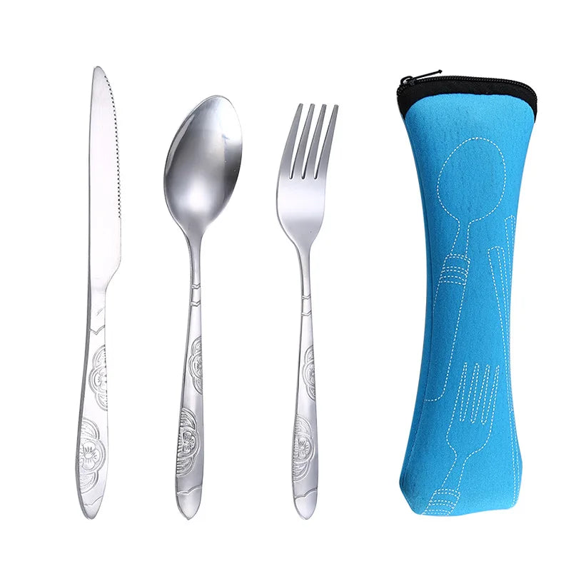 Picnic Tableware Washable Zipper Travel Cutlery Kit Case
