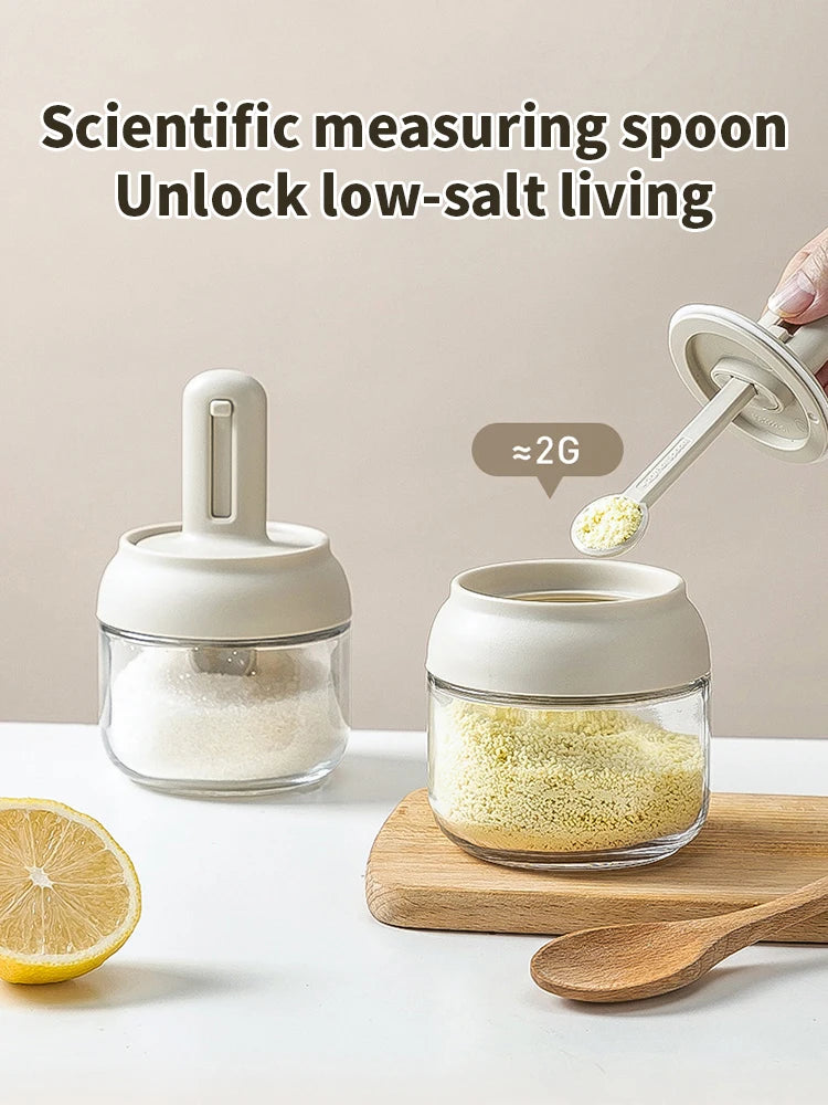 Glass Seasoning Bottle Telescopic Spoon Leak Proof Salt