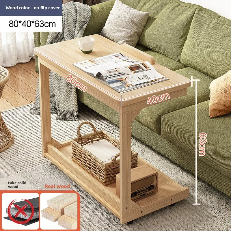 Mobile Solid Wood Coffee Table Living Room Storage