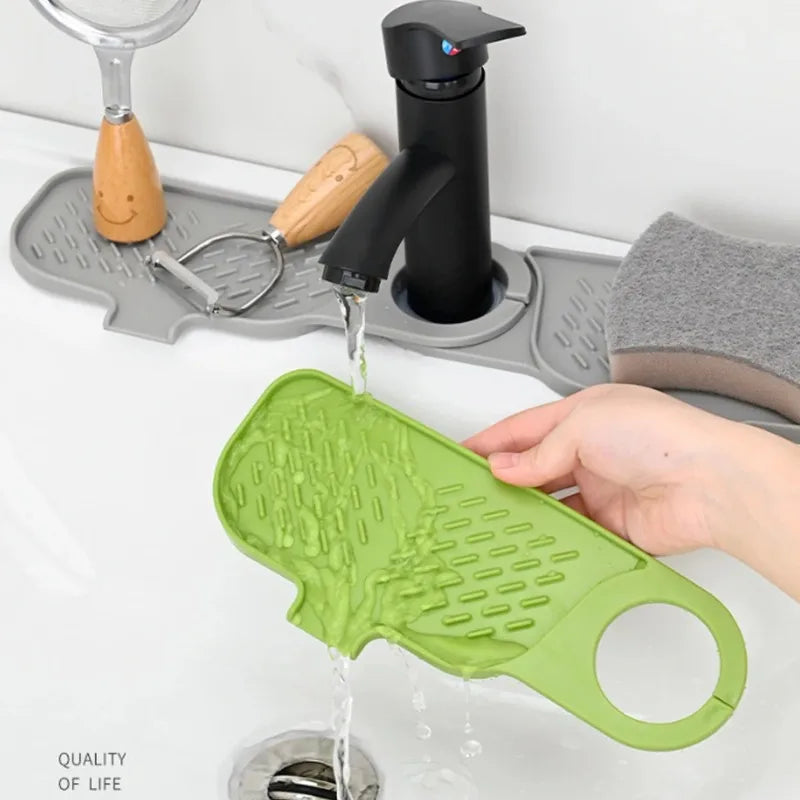 Sink Splash Drain Mat Silicone Faucet Handle Drip