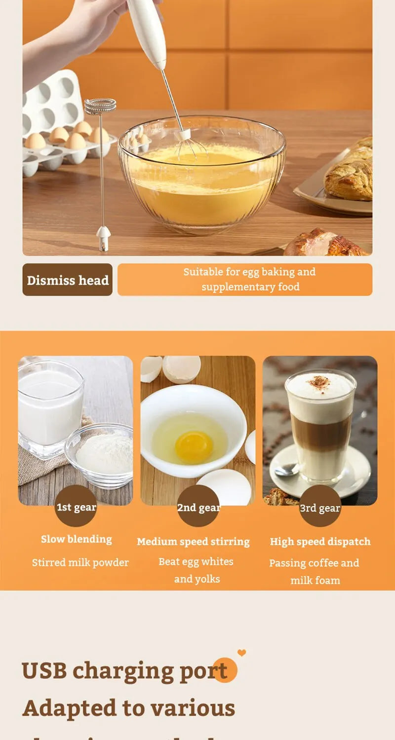 Mini Electric Milk Foamer Blender Wireless Coffee Whisk