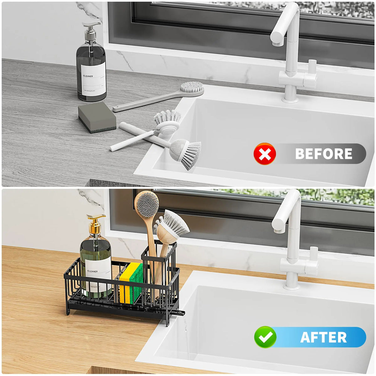 Sink Sponge Holder High Brush Rack Essential Countertop