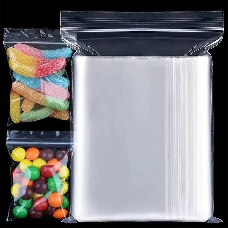 100-600pcs Small Zip Lock Plastic Bags Reclosable Transparent