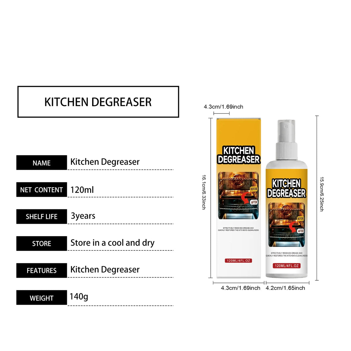 120ml Grease Degreaser Cleaner Effective Oil Stain Remover