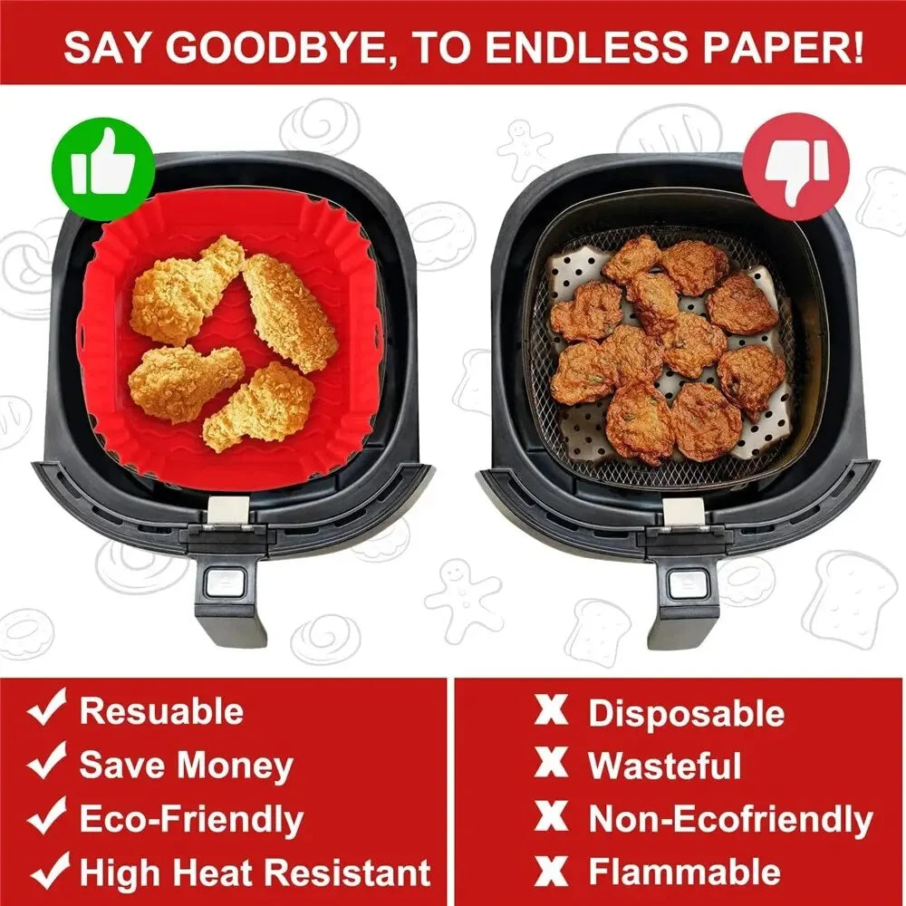 1pc Reusable Airfryer Pan Liner Silicone Air Fryers