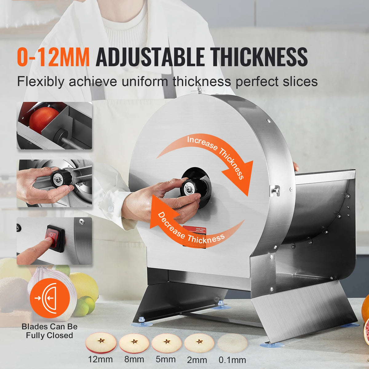 Succebuy Electric Vegetable Slicer 0-12mm Thickness Adjustable