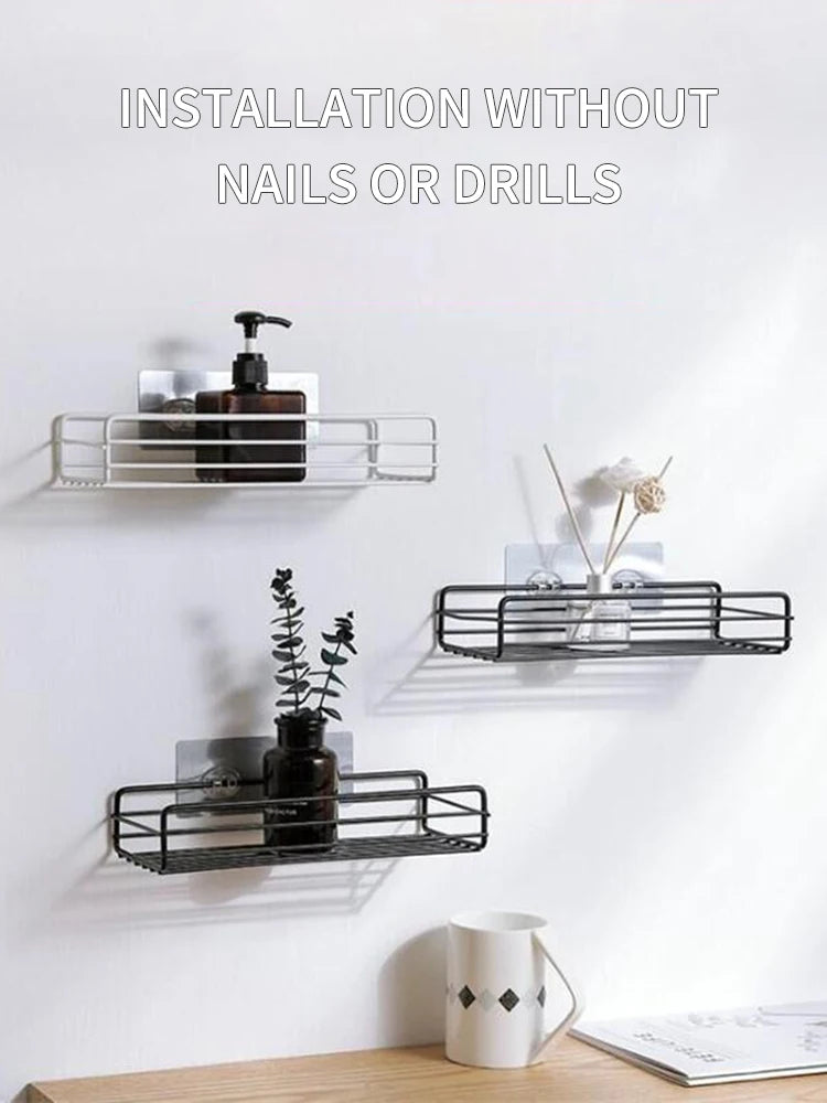 Bathroom Storage Rack Organizer Shelf Black Shelves Corner