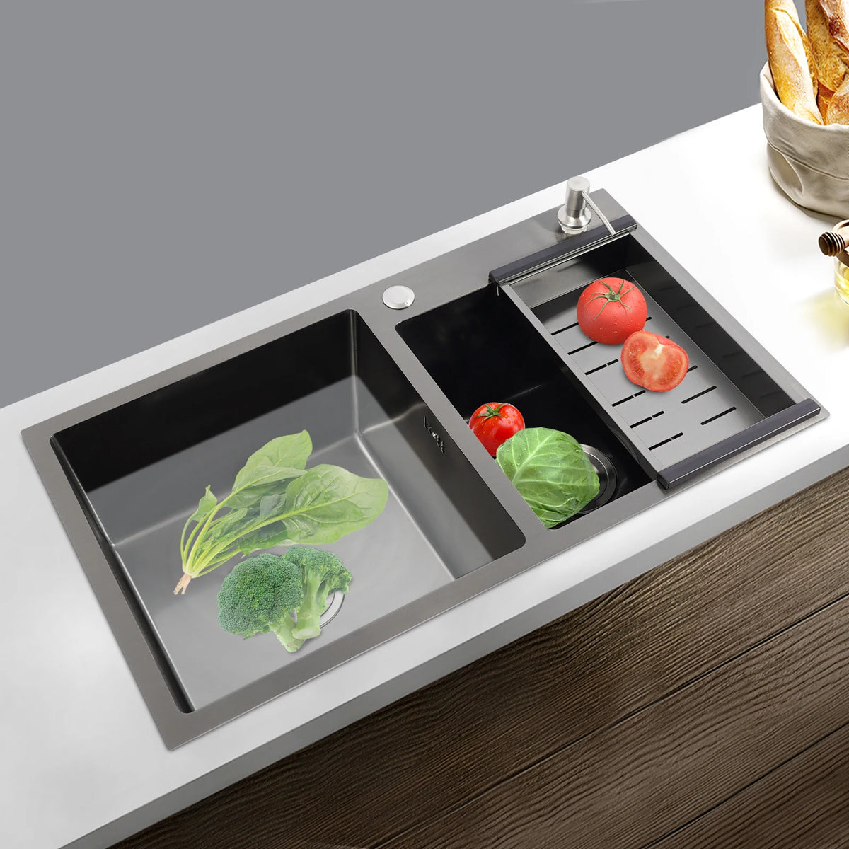 Black 304 Stainless Steel Sink Double Bowl Sink