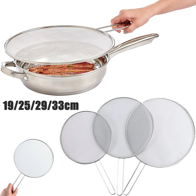 Stainless Steel Splatter Screen Oil-Proofing Lid Spill-Proof