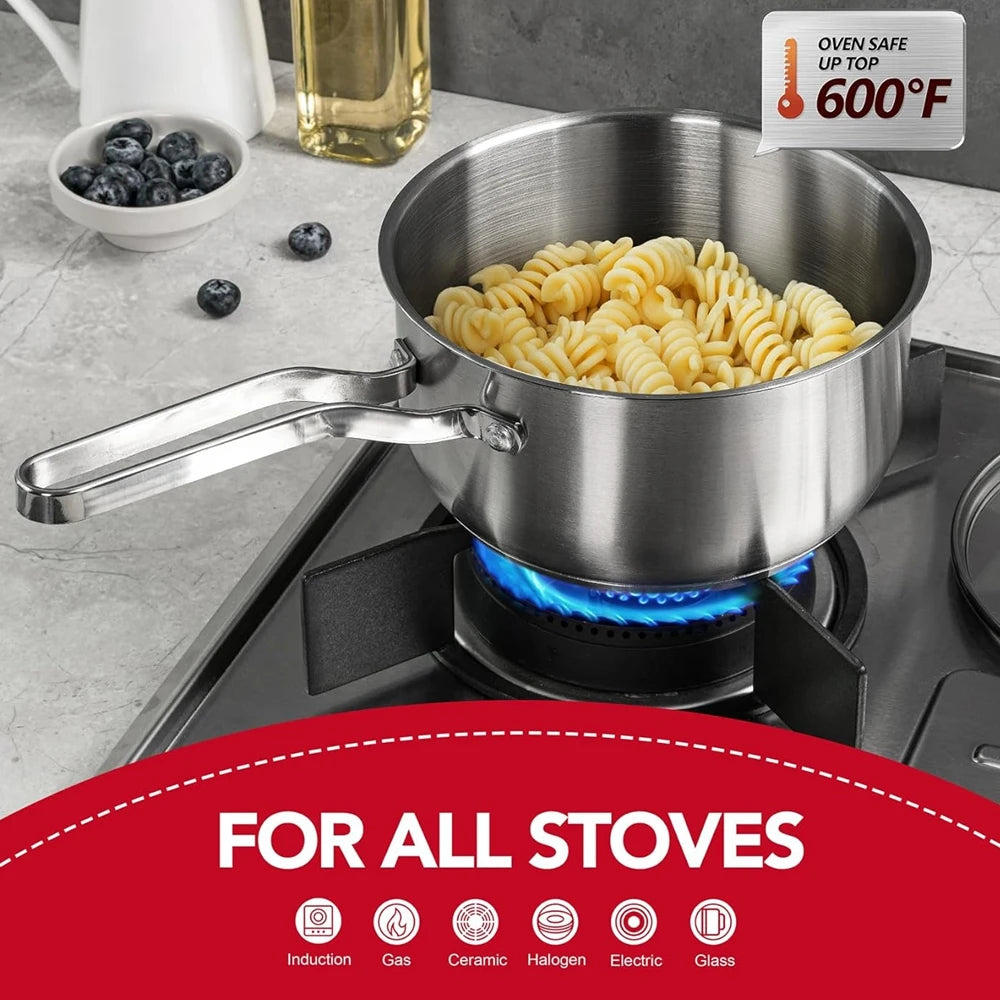 304 Stainless Steel Saucepan 1qt Induction Sauce Pan