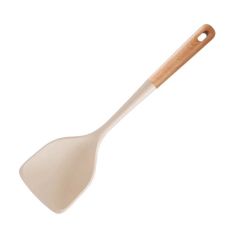 Silicone Cooking Utensils Durable Hardwood Handle Heat Resistant