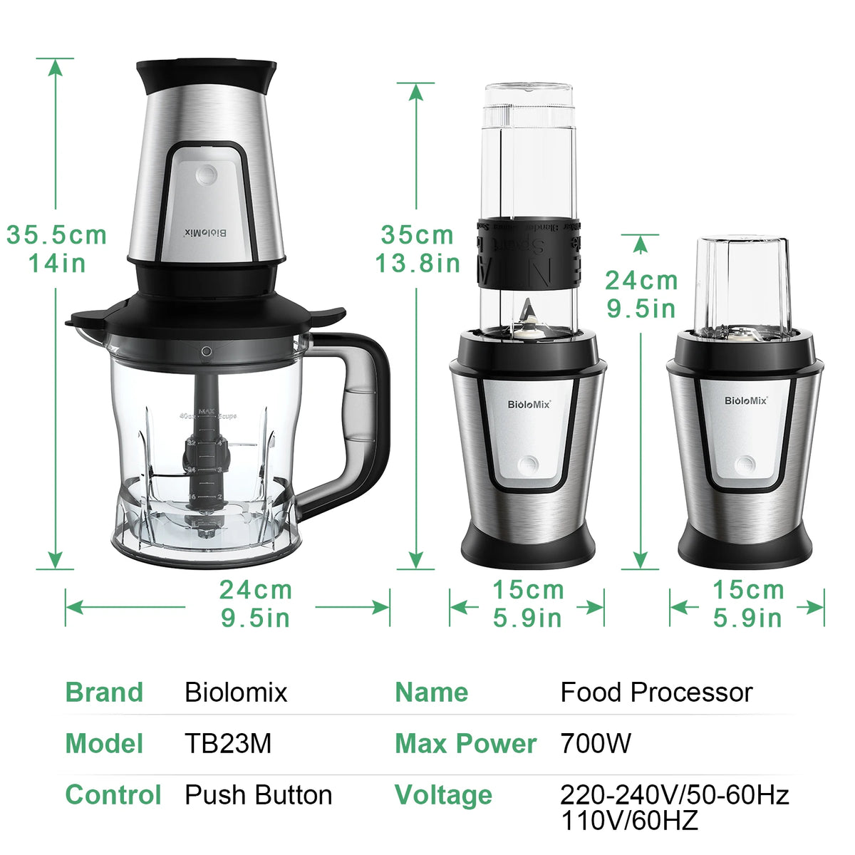 Biolomix 700w 3-In-1 Food Processor Juicer Blender Smoothie