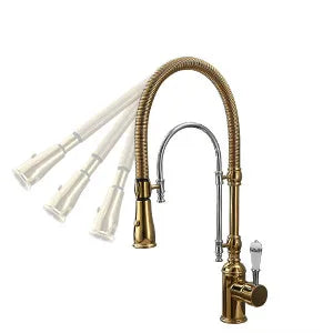 Ouio Solid Brass Dual-Function Faucet Pull-Down Sprayer &