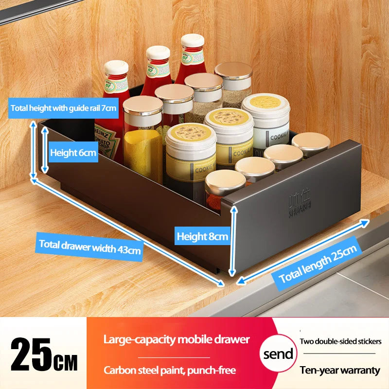 Under-Sink Cabinet Drawer Slide Pull-Out Draining Shelf