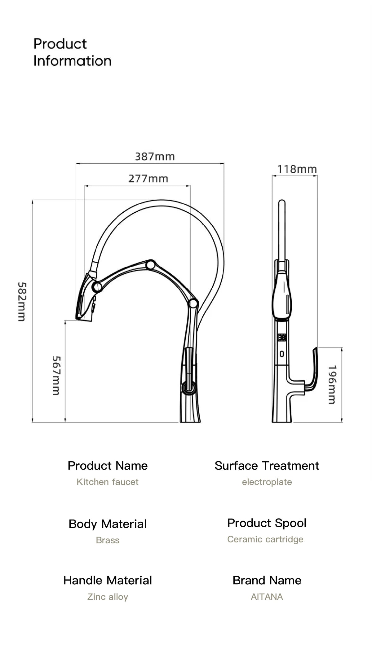 Aitana Gun Grey Luxury Brass Led Display Faucet