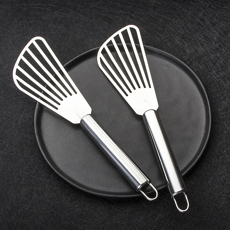 1pc Stainless Steel Slotted Fish Turner Spatula Flexible
