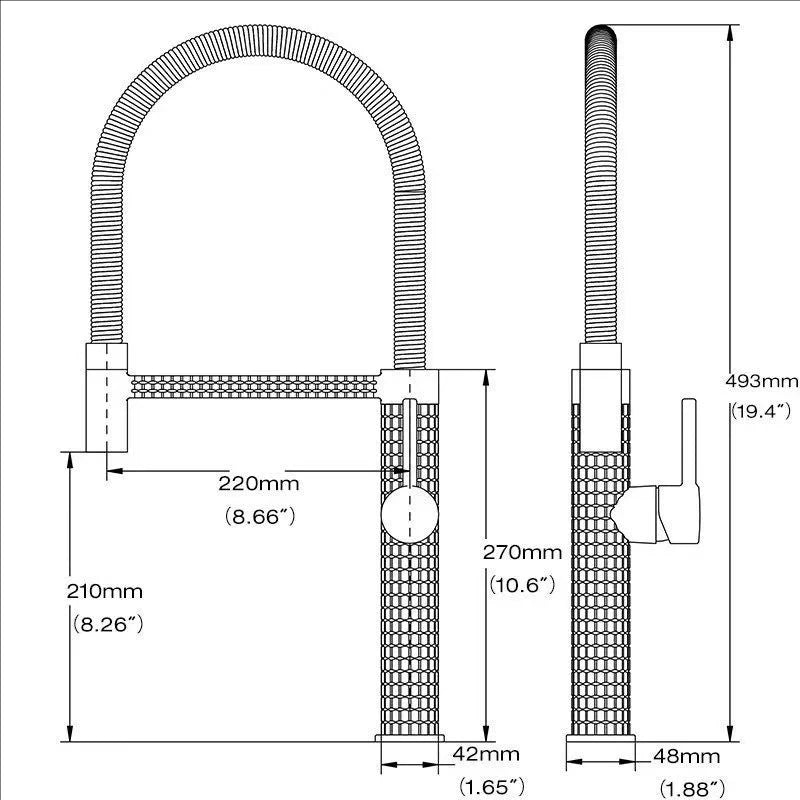 Black Spring Faucet Pull Down Handheld Shower Carved